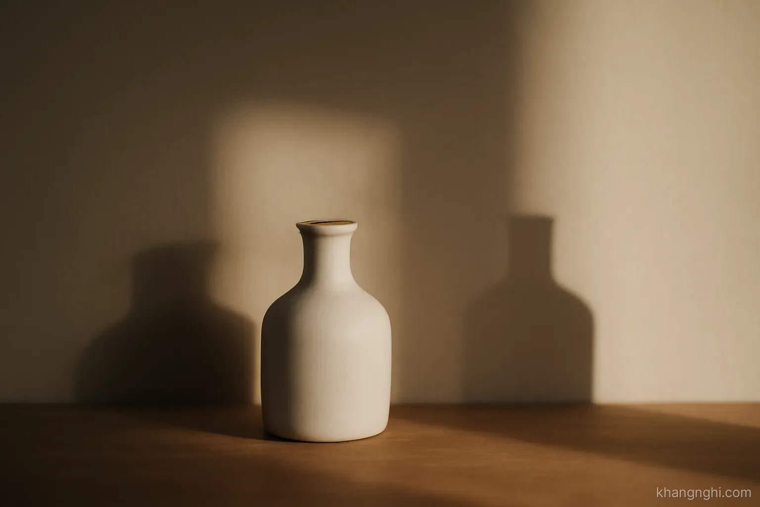 the same object casting two different shadows on a wall as light comes from two separate lamps
